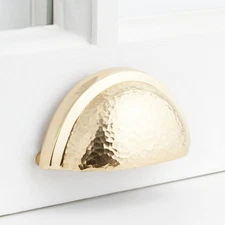 Signature Hardware 553003PB 3"C2C Hammered Brass Cup Cabinet Pull-Polished Brass