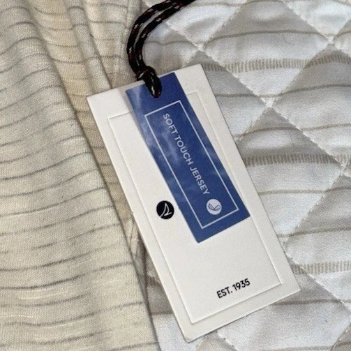 Sperry Men's XL Cream Stripe Tee NWT Soft Knit Casual Short Sleeve Summer Top T - Image 3 of 4