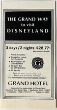 1972 Grand Hotel Disneyland Advertisement Anaheim California Vintage F6J