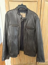 WILSON'S VINTAGE USA Men's Genuine Leather MotoJacket L Brown