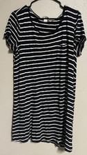 Plus Size Tee Shirt Dresses Mossimo 2XL XXL Black White Stripe Short Sleeve