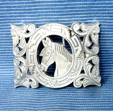 Horse Belt Buckle Large Cowboy Vaquero Southwestern Native Scroll Vtg 90s.GTA267