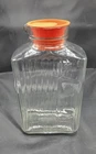 Vintage Vertical Ribbed Anchor Hocking Glass Water Jug Bottle Rubber Stopper MCM