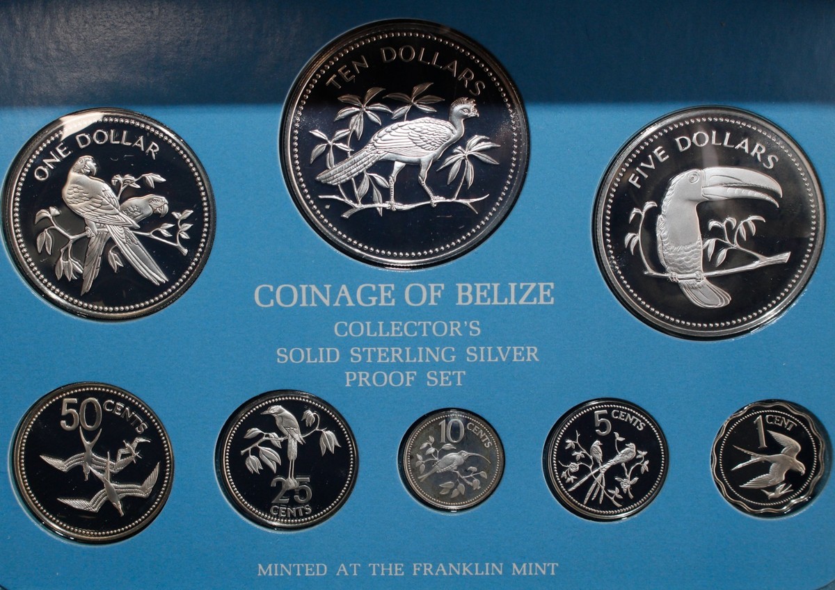 1976 Belize Proof Sterling Silver Coin Set 8 Coins Franklin Mint