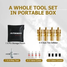 4PCS 6-30 PSI Adjustable Tire Deflator Kit Air Pressure Down Tool 4WD off road