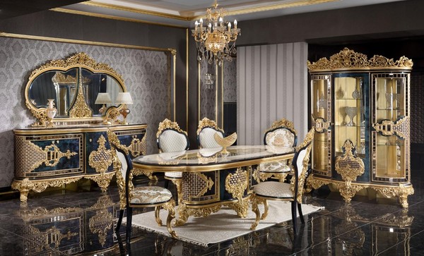 Stilvolle Klassische Esszimmer Garnitur Esstisch Kommode Spiegel StüHle-image