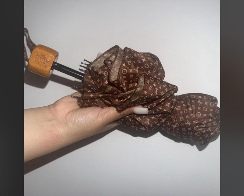 Louis Vuitton Brown Monogram Logo Compact/Folding Umbrella for Women