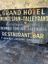 Antique French Grand Hotel Double Sided Metal Sign