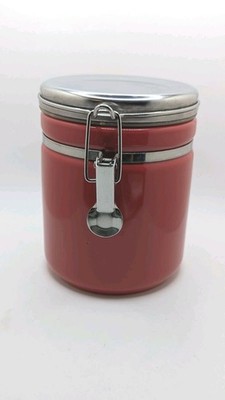 Anchor Hocking Home Collection Red Ceramic Airtight Locking Canister Jar 33 Oz