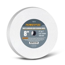 POWERTEC Bench Grinder Wheel 8 Inch 100 Grit, White Aluminum 100 1PK