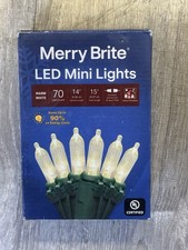 Merry Brite 70 Count LED Mini Style Christmas Lights Warm White Green Wire