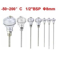 RTD PT100 Temperature Sensor Probe 1/2"BSP Thread Thermocouple Terminal-HeadΦ8mm