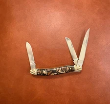 unbranded 3 blade celluloid carmel swirl  Stockman knife ~Great Christmas gift!