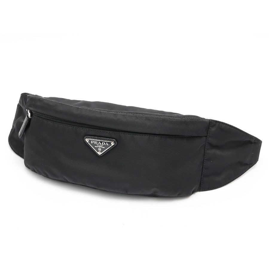 Prada Re-Nylon Belt Bag Black Nylon Used 26x12cm From Japan
