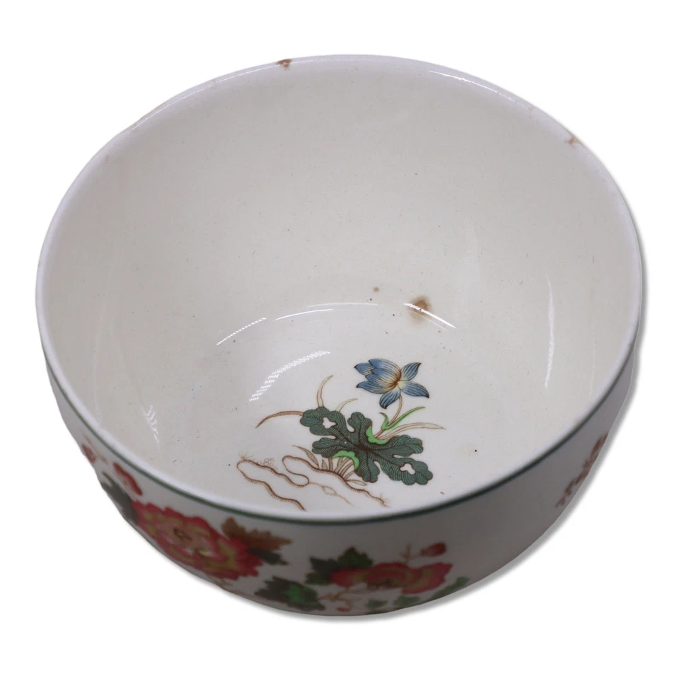 Cuenco de arándanos redondo Wedgwood Eastern Flowers TDK 426 5" borde verde años 40 Foto 3 de 4