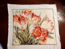 completed finished cross stitch 13.8" x 16.5" Unframed New Decoration flowers
