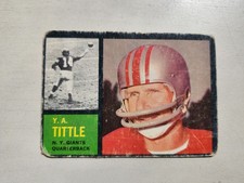 Y.A. Tittle RARE Vintage 1962 Topps Football #102 New York Giants 49ers LSU HOF
