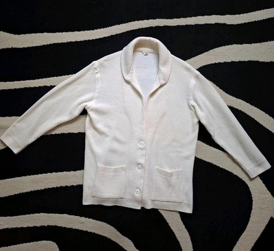 Marks and Spencer Strickjacke, Damen Cardigan,Gr. XL mit Maßang. weiß Rippstrick