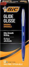 BIC Glide Blue Retractable Ballpoint Pens, Medium Point (1.0Mm), 12-Count Pack, 