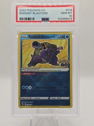 PSA 10 2022 Pokemon GO Radiant Blastoise 018/078 Gem Mint