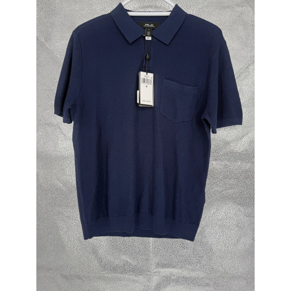 RLX Ralph Lauren вязаный текстурированный рубашка-поло темно-синий короткий рукав размер M рекомендуемая розничная цена производителя $168 новый с Ярлыками - Изображение 2 из 4