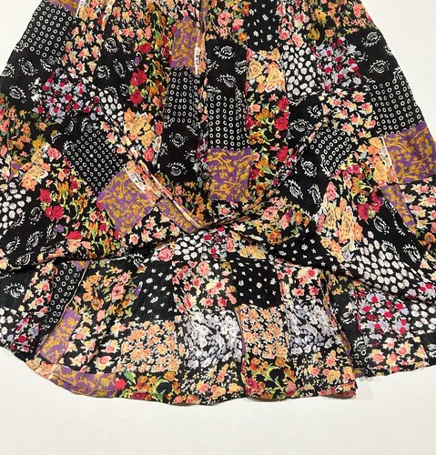 Vintage Jane Ashley Patchwork Floral Midi Skirt & Top Set Crinkle Rayon Size M - Picture 11 of 15