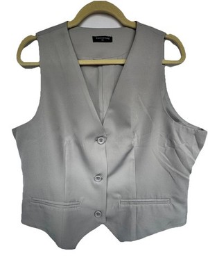 Emerson Lang Women s Gray Solid Suit Vest, XL Run Small
