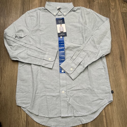 New with Tags Gap Kids Youth Oxford Shirt Long Sleeves, Blue Size L (14/16) Boy - Picture 4 of 7