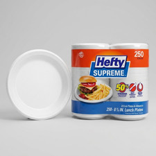 Hefty Supreme Foam Plates 250 ct 8 7/8 Inch Disposable Soak Proof Heavy Duty