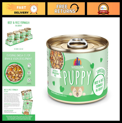 Puppy Beef & Rice Formula in Gravy, 6oz Can - Pack of 8, Wet Dog Food