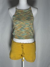 Handmade Crochet Shorts Knit Halter Set Festival Beach Boho Co-Ord Outfit