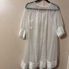 Vintage Sheer Robe Womens White Lace Nylon Peignoir Robe Medium USA — photo 6