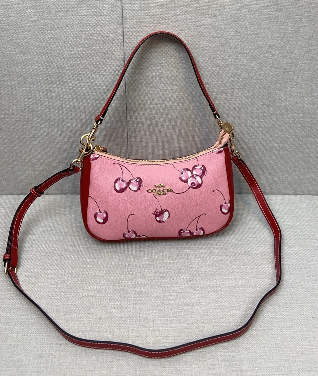 【希少】コーチ COACH LOVE ME TENDER Coach CR290 Teri Shoulder Bag Pink Cherry Print Coated Canvas