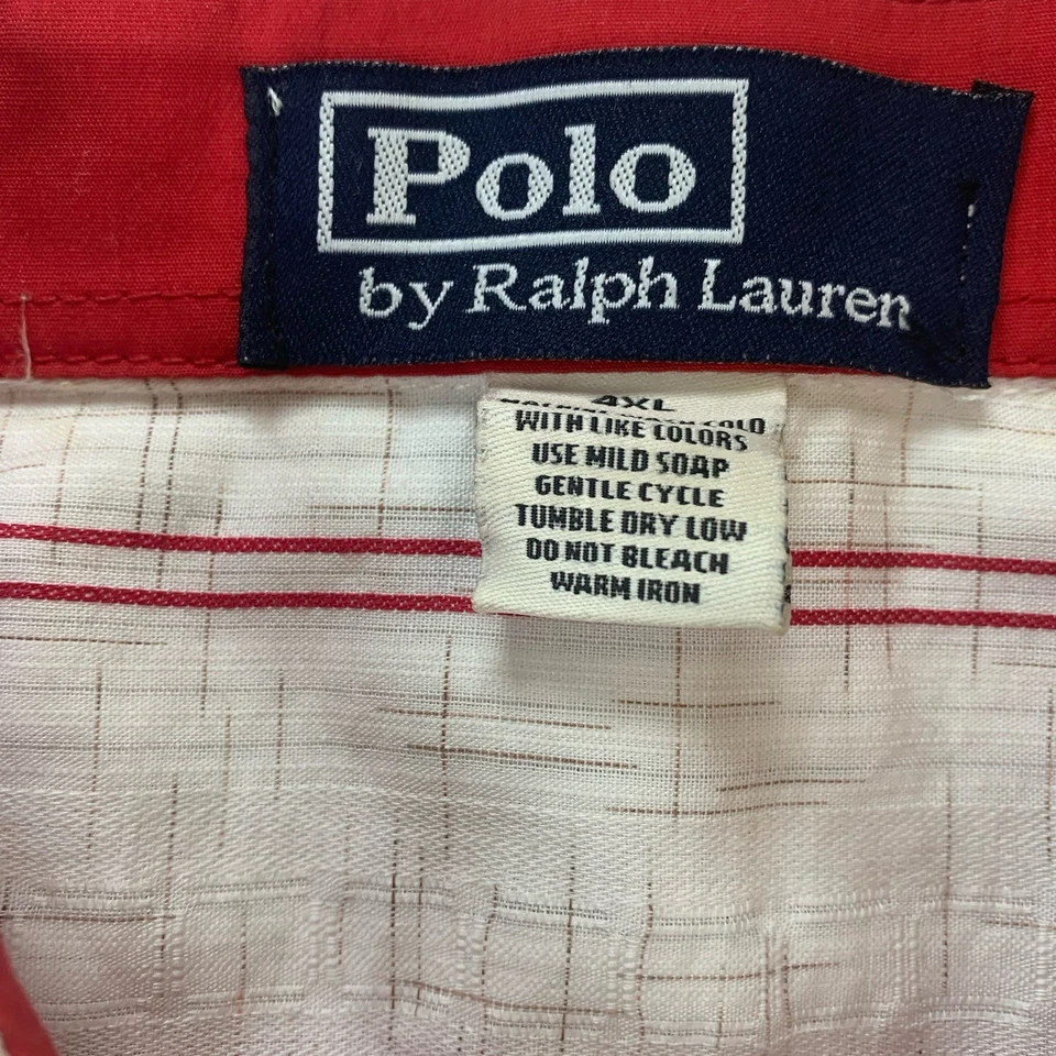 De Colección Polo Ralph Lauren Hombres 4XL Rayas Manga Corta Perla Camisa a Presión Big Pony Foto 2 de 4