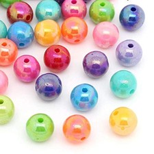 600 Round AB Multicolor Acrylic Beads 8mm Diameter with 2.5mm Hole