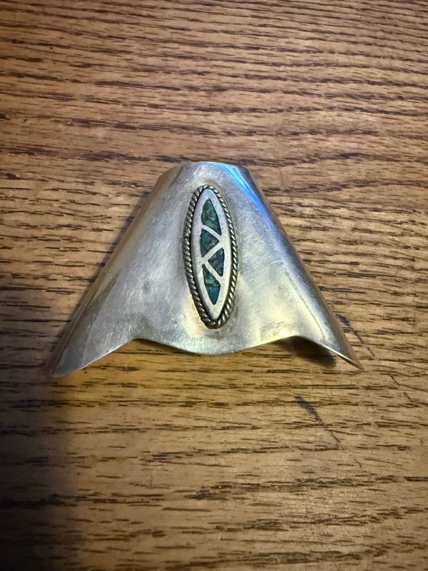 Vintage Native American Navajo Vintage Sterling Silver & Turquoise Hair Clip