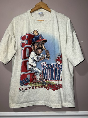 #ad #ad VINTAGE 1995 CLEVELAND INDIANS EDDIE MURRAY 3000 HIT CARICATURE SHIRT SALEM XL $76.99
