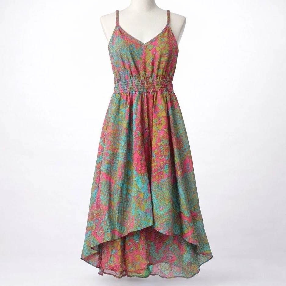 charlie jade dresses silk NEW Charlie Jade Nordstrom Peacock Silk Dress Medium Braided Belt Beautiful
