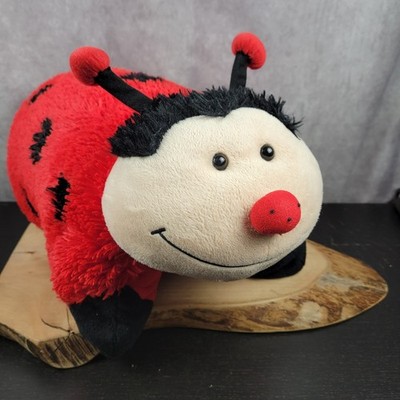 Pillow Pets Ms Ladybug Stuffed Animal 18'' Red Black Washable Folds Y2K 2010