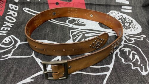 RRL Double RL Distressed Studded Leather Western Belt - Afbeelding 1 van 6