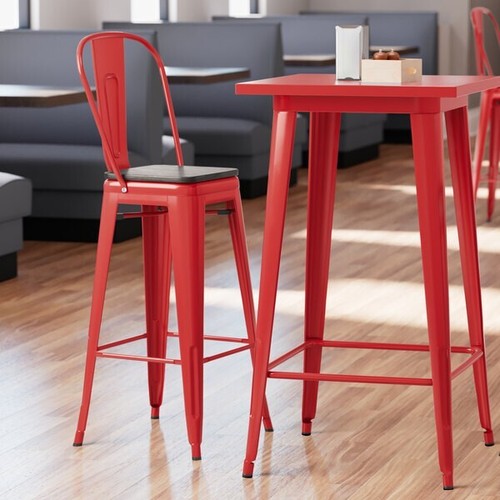 4 PACK Black Wood Seats For Cafe Style Metal Restaurant Barstool Chairs - Picture 10 of 10
