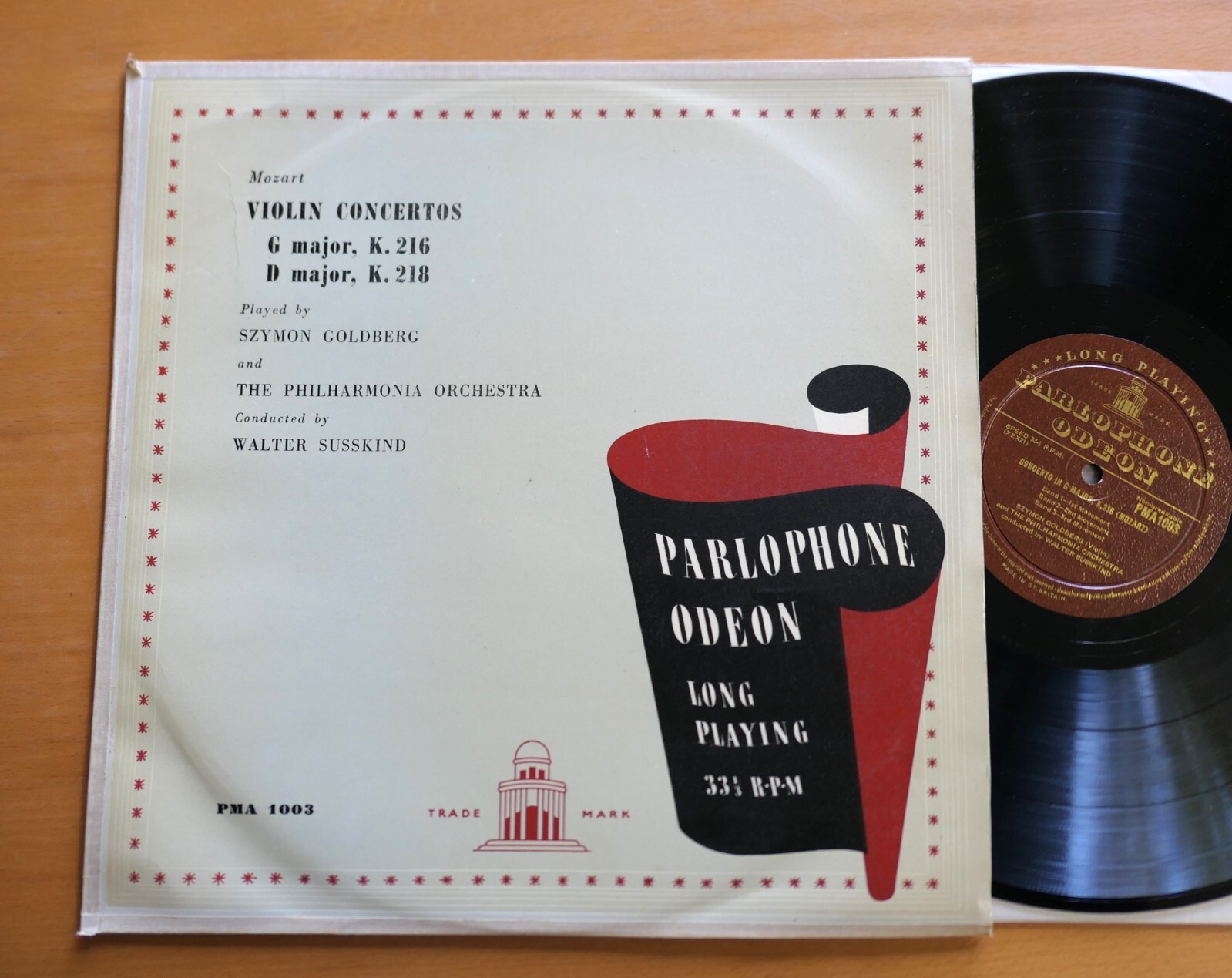 PMA 1003 Mozart Violin Concertos K.216 218 Szymon Goldberg Parlophone ED1