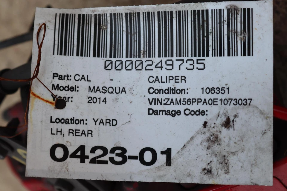 2014-2021 MASERATI QUATTROPORTE M156 REAR LEFT SIDE BRAKE CALIPER BREMBO OEM - Image 3 of 3