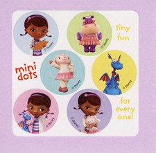 60 Doc McStuffins Mini Dot Stickers - Party Favors - Rewards