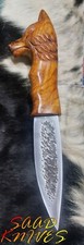 Cuchillo de yakut de empuñadura de lobo convexo de acero al carbono hecho a mano personalizado, cuchillo de espiga completa