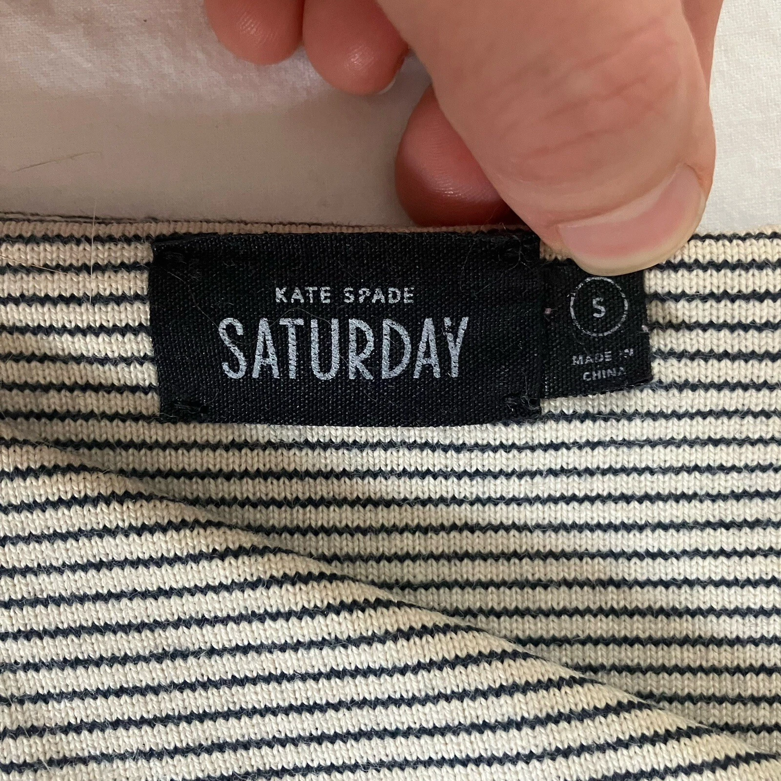 Abito Kate Spade donna S nero a righe manica lunga pullover bodycon sabato