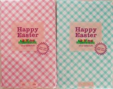 Happy Easter Pastel Check Pattern Vinyl Flannel Back Tablecloths-Var Size/Color