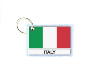 Porte-clés Double Face Imprimé Drapeau De L'Italie - En Tissu, Fabrication Française, Unisexe