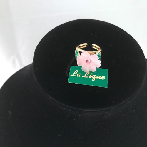 Anillo Ajustable Vintage La Lique Esmerilado Cristal Flor Talla 5 a 9 Nuevo de lote antiguo - Imagen 2 de 12