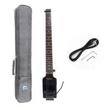 Updated Electric Travel Headless Guitar With Tremolo Black Color Canadian Maple